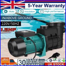 1.5HP 1100W Swimming Pool Pump Motor In/Above Ground with Strainer Filter Basket