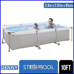 10 Feet Rectangular Large Frame Above Ground Swimming Pool Grey