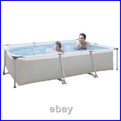 10 Feet Rectangular Large Frame Above Ground Swimming Pool Grey