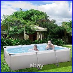 10 Feet Rectangular Large Frame Above Ground Swimming Pool Grey