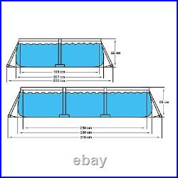 10 Feet Rectangular Large Frame Above Ground Swimming Pool Grey