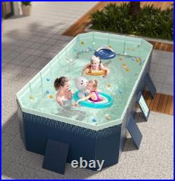 10FT Foldable Rectangular Above Ground Swimming Pool Outdoor Adult Kiddie Pool