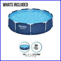 10ft BestWay Steel Pro Frame Swimming Pool Above Ground Filter Pump Navy 56679