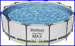 12ft Above Ground Pool Set Bestway Steel Pro Max Grey Wood Canopy Included