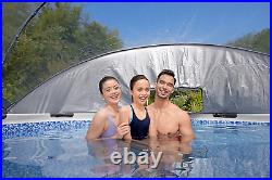 12ft Above Ground Pool Set Bestway Steel Pro Max Grey Wood Canopy Included