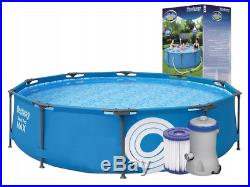 12in1 GARDEN SWIMMING POOL + PUMP 305cm 10FT Round Frame Above Ground Pool SET