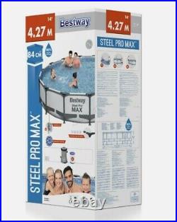 14 ft BestWay Steel Pro Frame Swimming Pool Set Above Ground With Filter Pump-UK