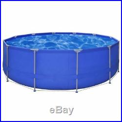 15ft x 4ft Steel Frame Round Above Ground Swimming Pool Garden Family Party Blue