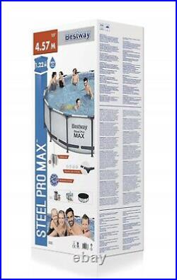 15in Set Bestway 56438 -15ft x 48in Above Ground Swimming Pool Round SteelProMax