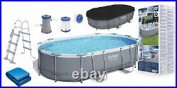 16FT 10 in set Bestway 56448 Frame Swimming Pool (488x305x107cm) Oval Frame