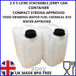 2 x 5 litre plastic bottle jerry can water container compact stackable NEW