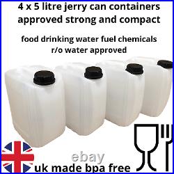 4 x 5 litre plastic bottle jerry can water container compact stackable NEW