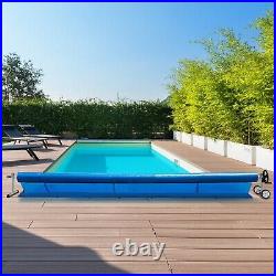 5.5 m Pool Cover Reel Set Adjustable Above Ground Pool Solar Cover Reel withWheel