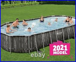 5611T Bestway 24FT Power Steel Oval Above Ground Swimming Pool Set + EXTRAS