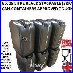 6 x 25 litre 25L 25000 ml new plastic bottle jerry can water container black