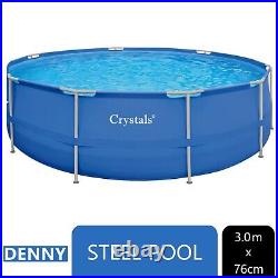 8/10/12 Feet Rectangular Large Round Frame Above Ground Swimming Pool -Grey/Blue