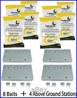 8 Baits & 4 Nemesis Termite Above Ground Monitor Bait Stations Pest Control