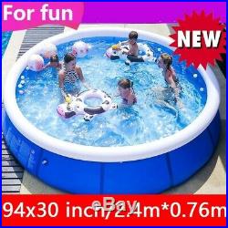 8ft x 30in Kids Summer Inflatable Above Ground Family Swimming Pool PVC Bath Tub