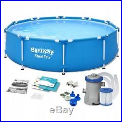 8in1 GARDEN SWIMMING POOL 305cm 10FT Round Frame Above Ground Pool + PUMP SET