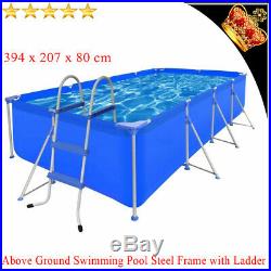 Above Ground Garden Swimming Pool 394x207x80cm Steel with non-slip Ladder Step