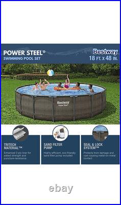Above Ground Pool Bestway Power Steel 18' x 48 Pool Set Sand Filter, Pool Party