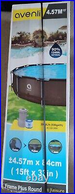 Avenli SWIMMING POOL 15ft X 33 BEST Large ROUND STEEL FRAME ABOVE GROUND GARDEN