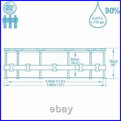 BESTWAY STEEL PRO-MAX WHITE ROUND ABOVE GROUND POOL 3.7mx77cm & FILTER PUMP. NEW