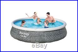 BestWay Family Swimming Pool Fast Set Round Inflatable Above Ground Rattan Print
