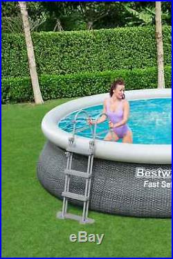 BestWay Family Swimming Pool Fast Set Round Inflatable Above Ground Rattan Print