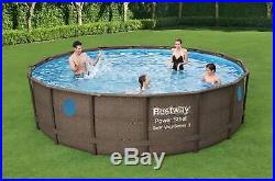 BestWay Steel Frame Swimming Pool Set Round Rattan Above Ground Vista 16' x 48