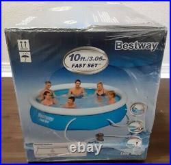 Bestway 10' x 30 Fast Set Inflatable Above Ground Swimming Pool with Filter NEW