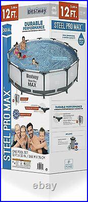 Bestway 12' x 30 Steel Pro Frame Max Round Above Ground Swimming Pool with Pump