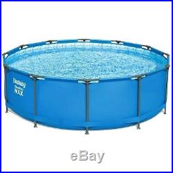 Bestway 12ft x 39.5 Steel Pro MAX Round Above Ground Swimming Pool Bundle 56418
