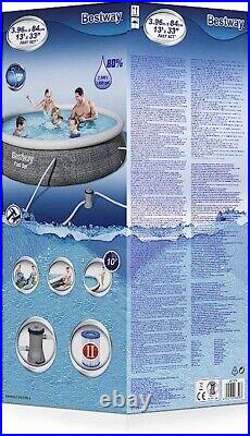 Bestway 13ft Above Ground Swimming Pool Rattan Style Including Pump and Filter