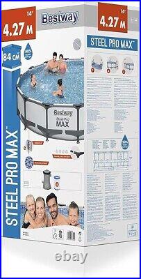 Bestway 14ft Steel Pro Max 4.27m x 84cm Round Outdoor swimming Pool Set 56595