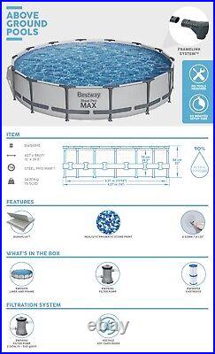 Bestway 14ft Steel Pro Max 4.27m x 84cm Round Outdoor swimming Pool Set 56595