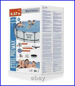 Bestway 15FT Steel Pro Max Round Above Ground Swimming Pool 457x107cm 56488