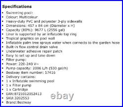 Bestway 15ft Paradise Palms Pool With Filter Pump And Spray Tree Brand New