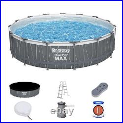 Bestway 15ft Steel Pro MAX Round Above Ground Pool Set with LED Lights