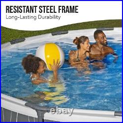 Bestway 15ft Steel Pro MAX Round Above Ground Pool Set with LED Lights