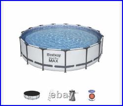 Bestway 15ft Steel Pro Max Round Swimming Pool Set Cover Ladder & Filter Pump