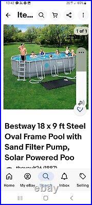 Bestway 18ft x 9ft Power Steel Vista Oval Swimming Pool Set With Cover & Hoover