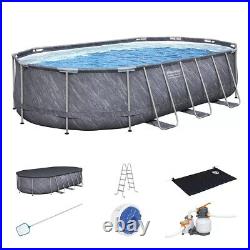 Bestway 20ft x 12ft Platinum Series Power Steel Oval Frame Pool with Sand Filter