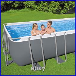 Bestway 21ft x 9ft x 52 Rectangular Power Steel Above Ground Swimming Pool