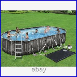 Bestway 22 x 12 ft Power Steel Oval Frame Pool with Sand Filter Pump, Solar Pow