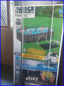 Bestway 22ft x 12ft Power Steel Oval Frame Pool with Sand Filter Pump
