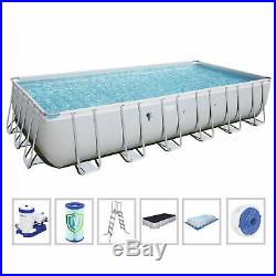 Bestway 24ft. X 12ft. X 52in. Rectangular Frame Above Ground Swimming Pool Set