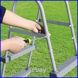 Bestway 33in Flow Clear Above Ground Metal Frame Step Ladder for Swimming Pool