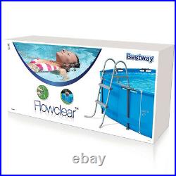 Bestway 33in Flow Clear Above Ground Metal Frame Step Ladder for Swimming Pool