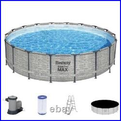 Bestway 5618Y Pro MAX Stone Wall Look Frame Pool Set with Filter Pump 549x122 cm